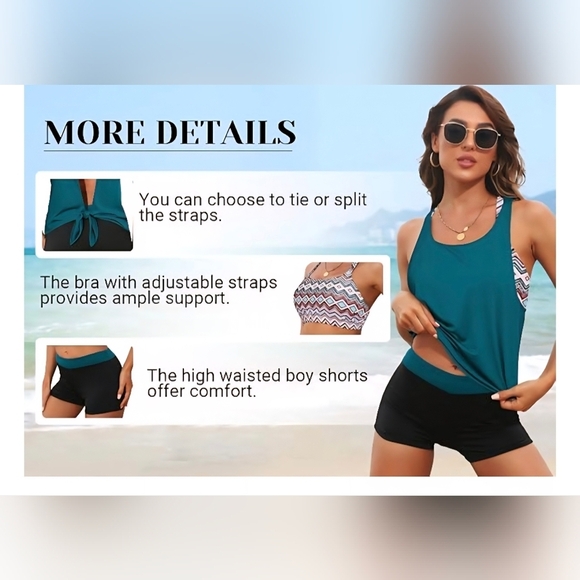 Aqua Eve 3 piece Tankini Swimsuit #1075, 1076 - Picture 13 of 14